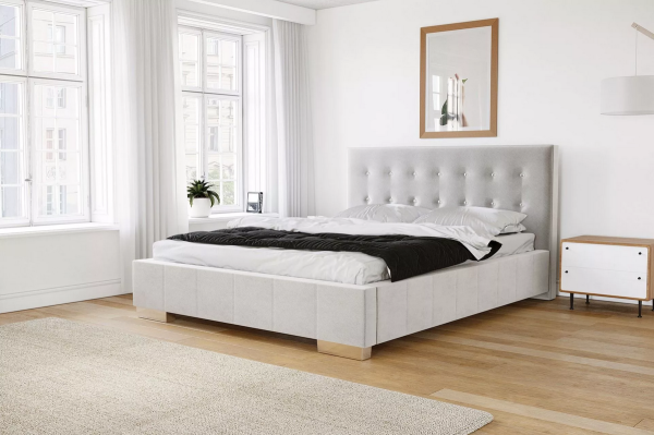 Polsterbett in schlichtem Design mit Kopfteil in hellgrau